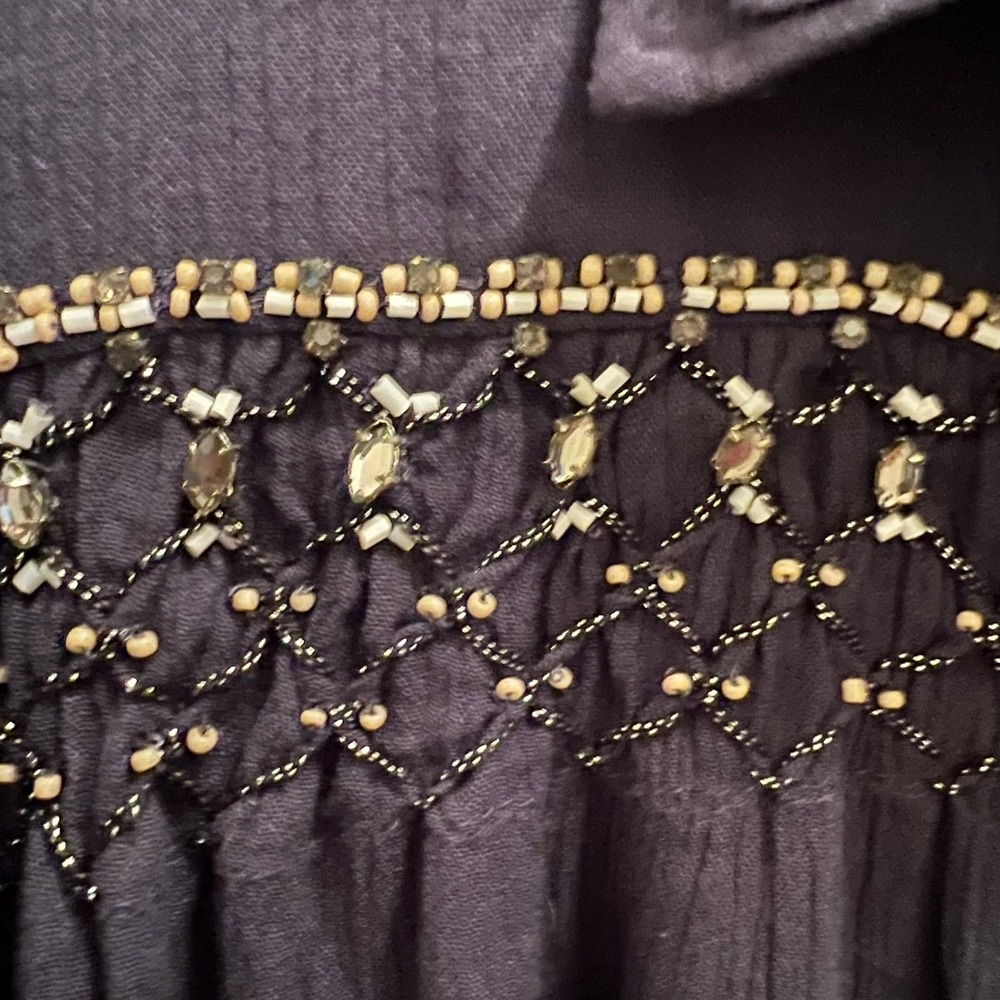 Floreat Anthropologie Beulah Beaded Top Small Rayon Boho Western - Picture 6 of 7